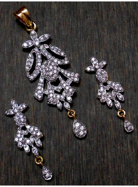 CZ Pendant With Earrings